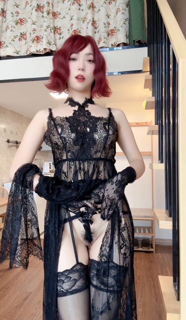 Money冷冷 – 黑蕾丝长裙 [58P3V-3.18GB]-喵咪社